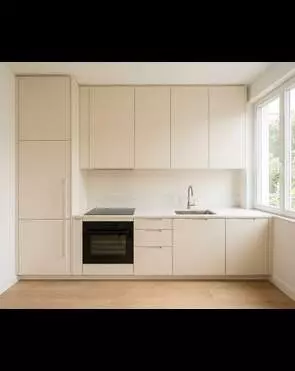 Встроенная кухня в кремовом