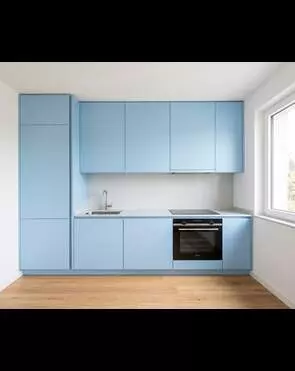 Встроенная кухня в голубом